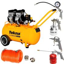 Compressor De Ar 2,5hp 50L 9,1Pés Isento de Óleo Com Kit 5 Peças TEKNA