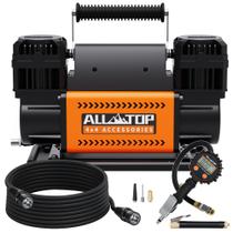 Compressor de ar de cilindro duplo ALL-TOP com medidor de pressão digital, inflador portátil de 12 V 12,35 pés³/min, bomba de ar off-road para pneus de caminhão, carga pesada máxima de 150 PSI para veículos 4x4 e trailers