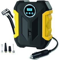 Compressor de Ar Digital Portátil e Versatil, bomba automática, 3 Bicos adaptadores, 150psi, com Lanterna, Encher Pneu Calibrador Carro, Moto e Bike