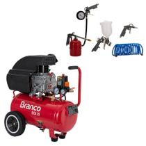 Compressor de Ar Elétrico Portátil Bca 25l 1,9cv Mono 127v + Kit Pintura de Ar com 5 Peças - BRANCO MOTORES