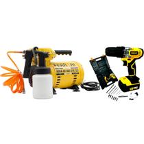 Compressor de Ar Ferrari + Parafusadeira Evald Compressor de Ar Ferrari + Parafusadeira Evald