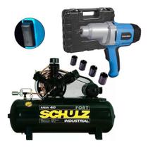 Compressor de ar fort msw 40 pés 425l schulz + chave impacto