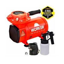 Compressor de ar mini elétrico portátil 1/2 HP Bivolt e Kit - WORKER