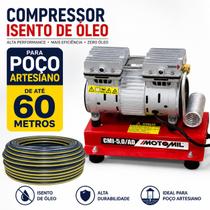Compressor de Ar Para Poço Semi Artesiano Sem oleo até 60m de Profundidade Potente Silencioso