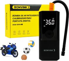 Compressor de Ar Portátil 12V Digital Bomvink com LED e Power Bank Calibrador de Pneus Carro Moto