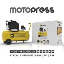 Compressor de Ar Portátil 2 CV 8 PÉS 50 Litros Motopress PRESSURE 110v