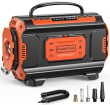 Compressor de ar portátil com inflador de pneus Pumptiva 12V DC 110V AC Compressor de ar portátil com inflador de pneus Pumptiva 12V DC 110V AC