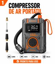 Compressor De Ar Portátil Sem Fio 150psi Inflador Pneu Digital Carro Moto Bike Compressor De Ar Portátil Sem Fio 150psi Inflador Pneu Digital Carro Moto Bike
