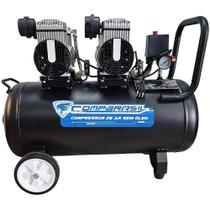 Compressor de Ar Portátil Silencioso 10 Pés 1 HP 50 Litros Isento de Óleo 1200x2-50L COMPBRASIL