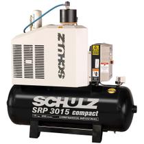 Compressor de Ar Rotativo de Parafuso SRP 3015 Compact III 15HP 51 Pés 200L 380V Trifásico Schulz