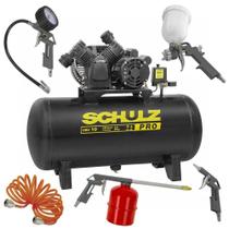 Compressor de Ar Schulz Pro CSV 10/110 10PCM 110LT Kit Acessórios Trifásico