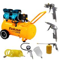 Compressor de Ar Silencioso Isento de óleo 6,4 Pés 50 Litros CSP7050/50L TEKNA + Kit Multiuso 6 Peças