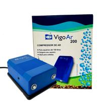 Compressor De Ar Vigoar 200 P/ Aquário ate 150L 2 saidas