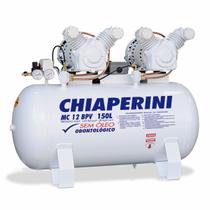 Compressor Odontológico 12 Pcm 150 Litros Isento de óleo 110/220v - MC 12 BPV RV 150 L Chiaperini