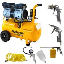 Compressor Portátil 5,3 Pes Cps6022/20l Silencioso Isento de Óleo 1012011 TEKNA + Kit Multiuso 5 Peças