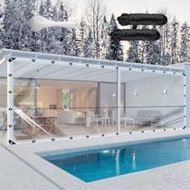 Comprimento de lona: 244x610cm, transparente, resistente, impermeável com ilhós Comprimento de lona: 244x610cm, transparente, resistente, impermeável com ilhós