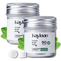 Comprimidos de creme dental Kaylaan Whitening com flúor e xilitol 180 ct