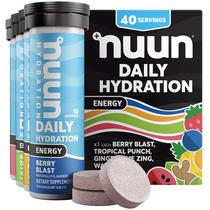 Comprimidos de eletrólitos Nuun Energy com ginseng e cafeína, pacote com 4