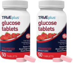 Comprimidos de Glicose TRUEplus Sabor Morango 50 Unidades x2