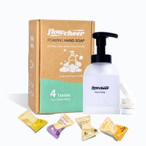 Comprimidos de recarga de sabonete espumante para mãos flowcheer com dispensador de 330 ml