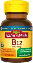 Comprimidos de vitamina B-12 feitos na natureza 500 mcg 200 unidades Comprimidos de vitamina B-12 feitos na natureza 500 mcg 200 unidades