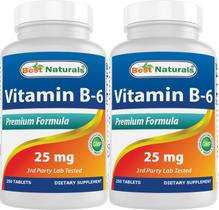 Comprimidos de vitamina B6 Best Naturals 25 mg 250 comprimidos x 2