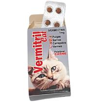 Comprimidos Mastigáveis Anti Carrapato, Pulga, Verme e Sarna Vermitril para Cães e Gatos Sabor Carne, Para Todas as Raças e Tamanhos Comprimidos Mastigáveis Anti Carrapato, Pulga, Verme e Sarna Vermitril para Cães e Gatos Sabor Carne, Para Todas as Raças e Tamanhos