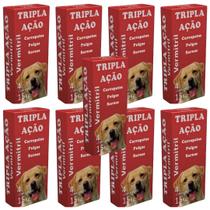 Comprimidos Mastigáveis Anti Carrapato, Pulga, Verme e Sarna Vermitril para Cães e Gatos Sabor Carne, Para Todas as Raças e Tamanhos