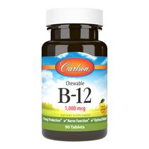 Comprimidos mastigáveis de vitamina B-12 Carlson 1000mcg sabor limão