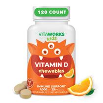 Comprimidos mastigáveis de vitamina D 1000 UI para crianças VitaWorks Comprimidos mastigáveis de vitamina D 1000 UI para crianças VitaWorks