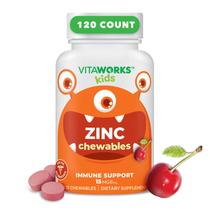 Comprimidos mastigáveis VitaWorks Kids Zinc 15 mg sabor cereja Comprimidos mastigáveis VitaWorks Kids Zinc 15 mg sabor cereja