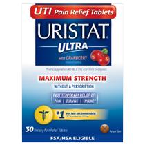 Comprimidos para alívio de ITU URISTAT Ultra Strength sabor cranberry 30 un.