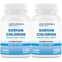 Comprimidos Puregen Labs Cloreto de sódio 1g (1000mg) USP 200 comprimidos