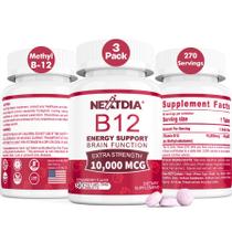 Comprimidos sublinguais de 10.000 mcg de vitamina B12 Nextdia 270 porções