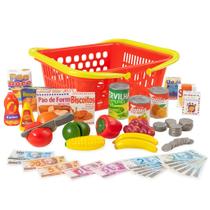 Comprinhas CREC CREC - Cestinha de Supermercado com Dinheirinho, Comidinhas e Acessórios - 25 peças