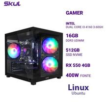 Computador 3000 Core I3 4160 3.60Ghz Mem 16Gb (2X8) Ddr3 Ssd 512Gb Nvme Rx 550 4Gb Fonte 400W Linux Ubuntu