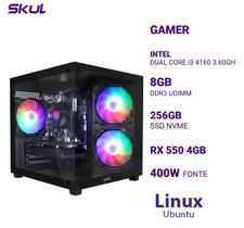 Computador 3000 Core I3 4160 3.60Ghz Mem 8Gb Ddr3 Ssd 256Gb Nvme Rx 550 4Gb Fonte 400W Linux Ubuntu