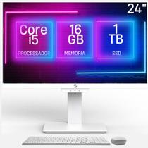 Computador All in One 24", Intel Core i5, 16GB memória, SSD 1TB, Webcam, Wifi, Bluetooth, Windows 10, Branco - 3green Unique A3GU-0105