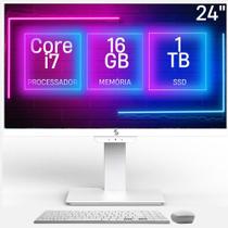Computador All in One 24", Intel Core i7, 16GB memória, SSD 1TB, Webcam, Wifi, Bluetooth, Windows 10, Branco - 3green Unique A3GU-0111