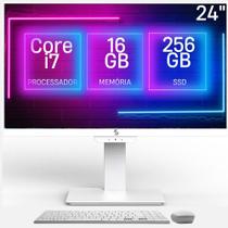 Computador All in One 24", Intel Core i7, 16GB memória, SSD 256GB, Webcam, Wifi, Bluetooth, Windows 10, Branco - 3green Unique A3GU-0109