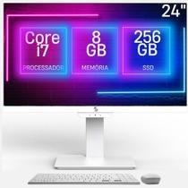Computador All in One 24", Intel Core i7, 8GB memória, SSD 256GB, Webcam, Wifi, Bluetooth, Windows 10, Branco - 3green Unique A3GU-0106
