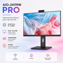 Computador All In One i9 11900 16GB DDR4 SSD 512GB Tela Full HD 23,8 Pol WiFi HDMI Webcam