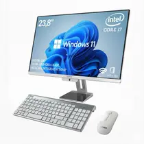 Computador All in One Intel Core I7 Ssd 512gb 16Gb Ram Tela 23,8 Pol Full HD Windows 11 Kit Completo Teclado Mouse sem fio Webcam Integrada office