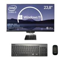 Computador All In One Intel I5 16GB ram Ssd 256GB Pc Completo Tela 23,8 Wifi Win11 Bluetooth teclado mouse sem fio pacote office