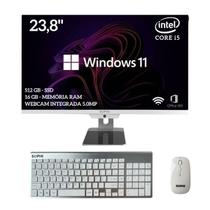 Computador All In One Intel I5 16GB ram Ssd 512GB PC Completo Tela 23,8 Wifi Windows 11 Bluetooth teclado mouse sem fio pacote office Webcam 5.0mp
