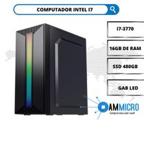 Computador com gabinete gamer led, i7-3770, ssd 480gb sata, 16gb de ram, 500w real - INTEL