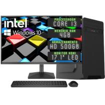 Computador Completo 3green Desktop Intel Core i3 4GB Monitor HDMI HD 500GB Windows 10 3D-034