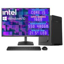 Computador Completo 3green Desktop Intel Core i5 16GB Monitor 21.5" Full HD HDMI SSD 480GB Windows 10 3D-122
