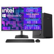 Computador Completo 3green Desktop Intel Core i7 16GB Monitor 21.5" Full HD HDMI HD 1TB Windows 10 3D-129
