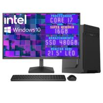 Computador Completo 3green Desktop Intel Core i7 16GB Monitor 21.5" Full HD HDMI SSD 480GB Windows 10 3D-132